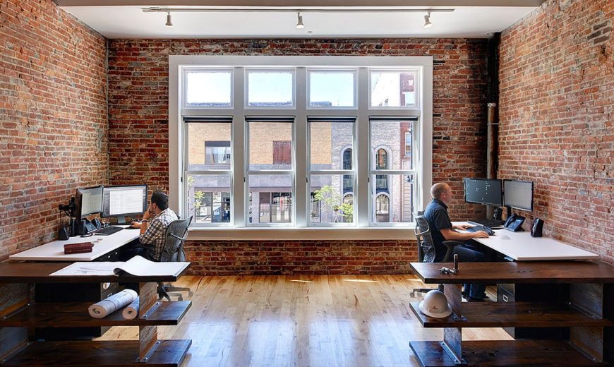 Century-Old Building Altered into Multi-Level Modern Industrial Office