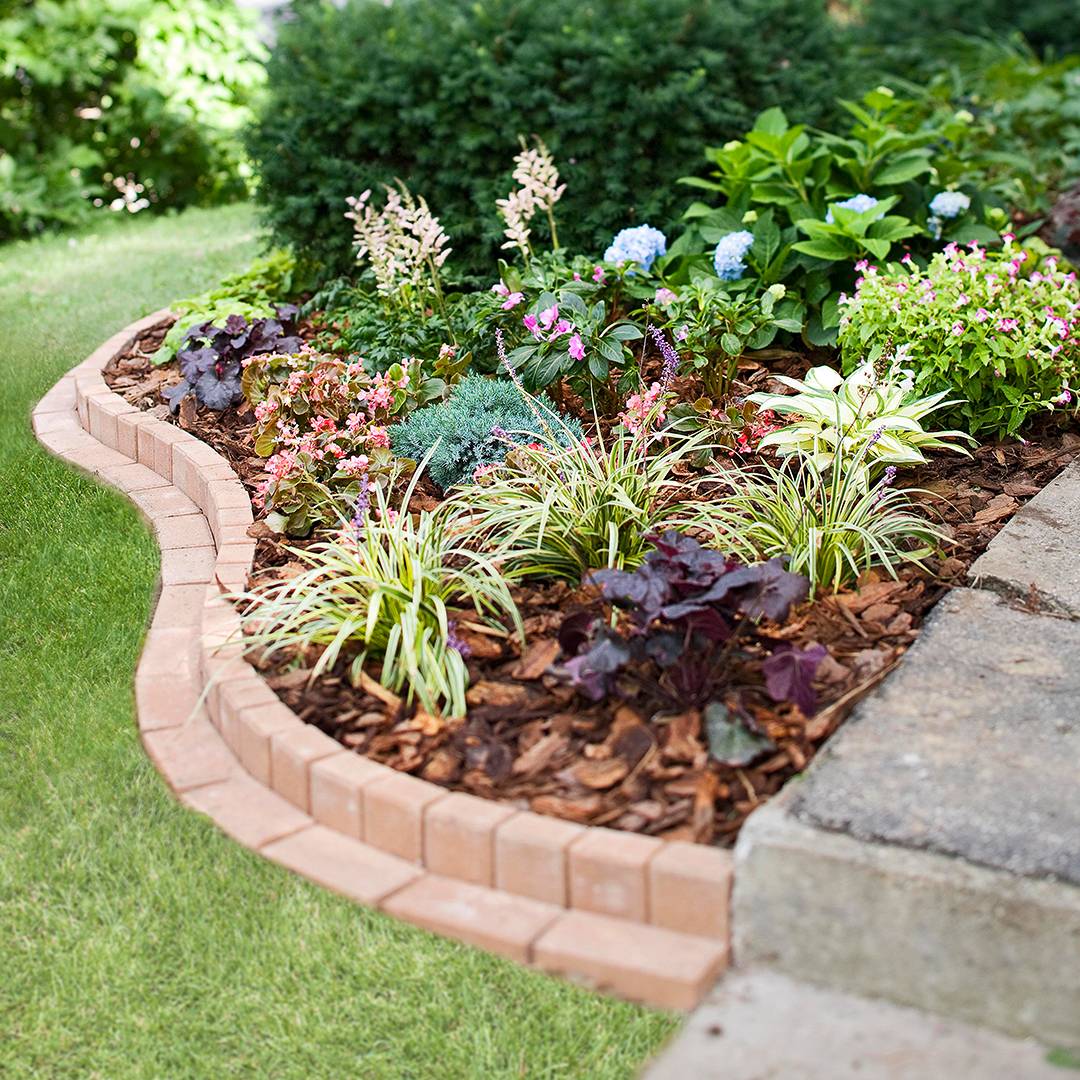 Flower Bed with Brick Edging