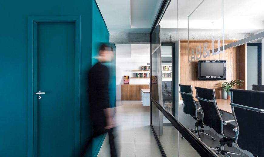 Brilliant Bathroom in Green Brings Vivacious Color into this Modern Office